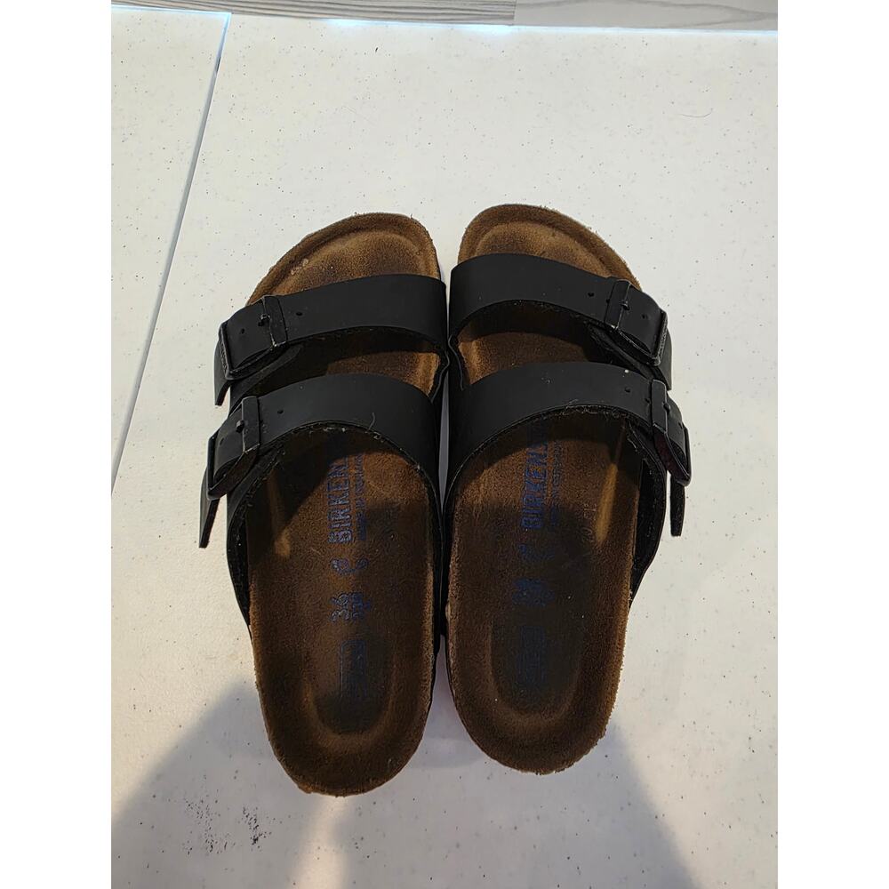 Birkenstock Arizona Sandals Womens  Black Soft  Footbed Size 6 - Picture 6 of 8